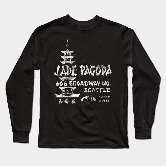 Retro Vintage Jade Pagoda Restaurant Seattle Long Sleeve T-Shirt by StudioPM71